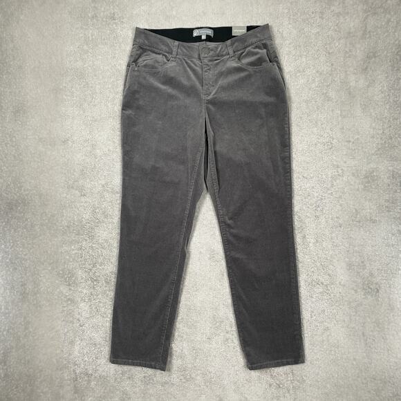 Wit & Wisdom Pants Plus Size 14W Gray Corduroy Straight AbSolution Soft Stretch - Picture 1 of 11